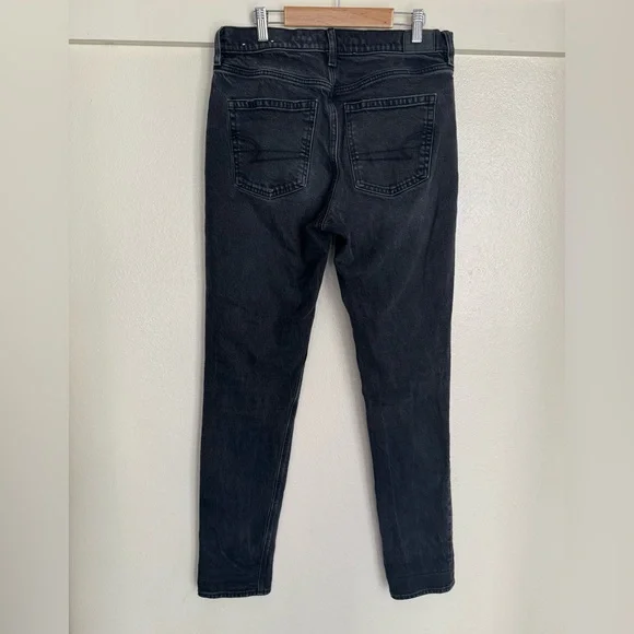 American Eagle Black Wash Stretch Skinny Jeans Women’s Size 10 Extra Long - Picture 6 of 12